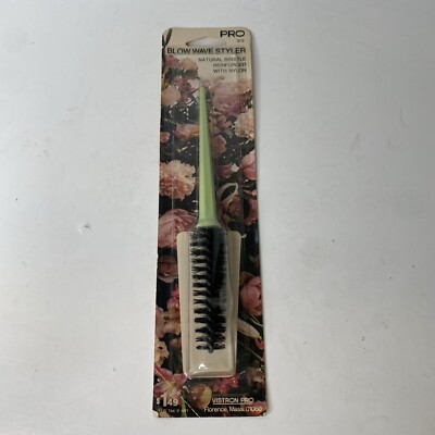 Vintage NOS Vistron Pro Tapered Blow Wave Brush Green Natural Bristle/Nylon USA