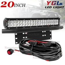 23'' Bull Bar Bumper License Plate Mount Bracket +20 inch LED Light Holder Wire