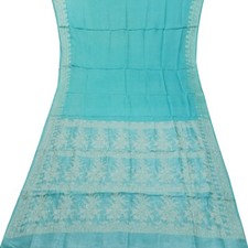 Namaste Vintage Blue Sarees 100 Pure Silk Woven Indian Sari 5YD Craft Fabric