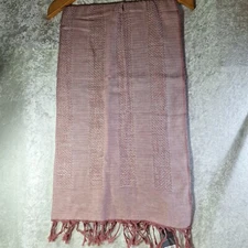 NEW Pistil Scarf 100% Cotton Light Plum Long 72” X 28” Fringe  Soft Woven