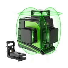 Huepar 3D Green Beam Self-Leveling Laser Level 3 x 360 Cross Line Three-Plane...