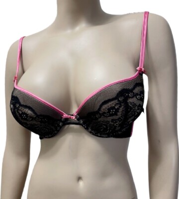 NWT b.tempt'd Double Drama Balconette 30D  Black Push Up Bra
