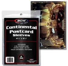 100 BCW Continental Postcards Sleeves Protectors Ultra Thin Holders 2 Mil No PVC