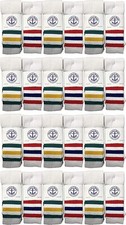 24 Pack of Kids Cotton Tube Socks White With Stripes Size 4-6 - Boys Crew Sock