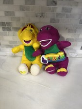 Vintage Sparkle 'N Sing Barney And BJ Plush Toy with Music and Lights Tested