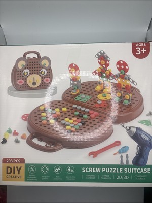 DIY Creative Screw Puzzle Suitcase - 203pcs - BROWN