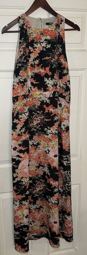 Vintage OASIS UK skurriles romantisches MAXIKLEID ASIATISCHES BLUMENDRUCK NECKHOLDER Größe 14/40 - Bild 1 von 6