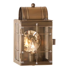 ENTRY DOOR WALL LIGHT Weathered BRASS Colonial Candle Lantern Outdoor Sconce