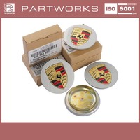 4X Radnabendeckel Porsche 911 964 993 944 968 928 Metall Silber Wappen Farbig