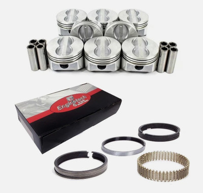 Flat Top Pistons & Pins w/ Cast Rings for Chevrolet SBC 350 5.7L