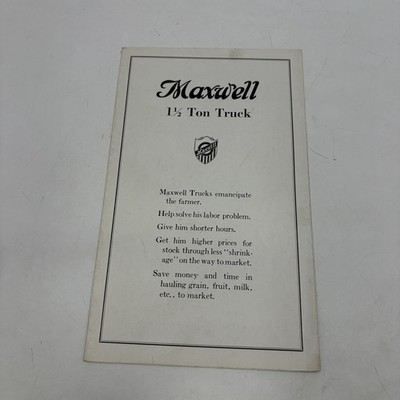 1918 Maxwell 1 1/2 Ton Truck Farm Sales Brochure Catalog Rare Original