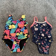 2 Baby Girls Swimming Costume Age 9-12 Months By Peacocks/ decathlon