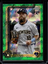 2025 Topps Chrome Update Sapphire Drew Avans RC Green Refractor #/99 Brewers