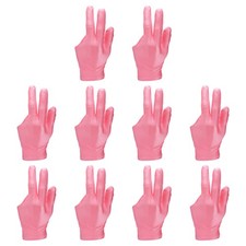 10 Pcs Three Fingers Pool Gloves, Billiards Left Hand Cue Sport Gloves, Pink