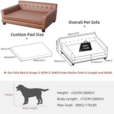 Heavy Duty Pet Sofa Large Raised Dog Bed Cushioned Sofa Softly Pet Cat Bed Puppy