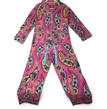 Nick and Nora Pajama Set Womens Medium Pink Paisley Floral Button Up Shirt Pants