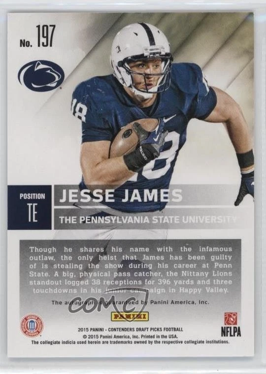 2015 Contenders Draft Picks Cracked Ice Ticket /23 Jesse James Rookie Auto RC - Image 2 of 2