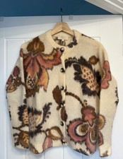 Sezane Women?s XXS Manea Cream And Floral Cardigan Wool Mohair Blend New W Tags