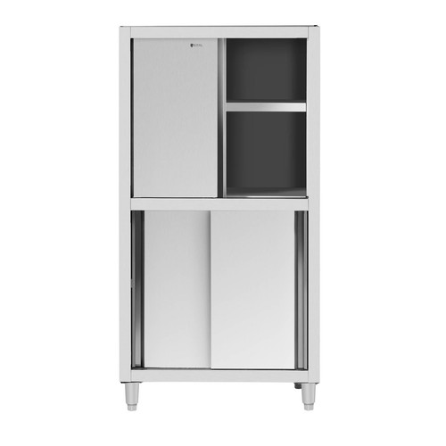 Geschirrschrank Edelstahl Hochschrank Vorratsschrank Schiebetüren Breite 100 cm - Bild 5 von 6