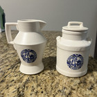 White & Blue Ceramic Lidded Jar with Handle Lid and Pitcher Set, 2-Piece — photo 1