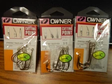 OWNER SPINNERBAIT TRAILER HOOKS 2/0,3/0 & 4/0 18 TOTAL HOOKS NEW IN PACKS LQQK