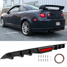 Glossy Black Rear Bumper Diffuser Splitter Lip w/LED Light For Chevy Cobalt SS