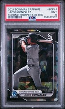 2024 Bowman Sapphire - Jacob Gonzalez #BCP-41 Black Sapphire Refractor /10 PSA 9
