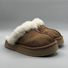 UGG Disquette Slippers Platform Slip On 1122550 Women 7 Chestnut Brown Sheepskin