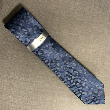Alfani Men's Slim Neck Tie Leopard Animal Print Navy Blue MSRP 55