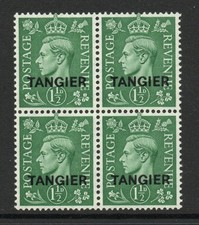 Tangier 1950 1&frac12;d Pale green in block of four SG 282 Mnh.