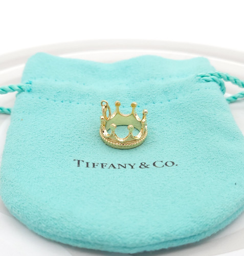 Tiffany & Co. 18K Yellow Gold Princess Crown Charm Pendant w/Pouch