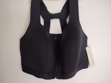 ALL IN MOTION 38D BLACK HIGH SUPPORT SCULPT ZIP FRONT CLOSE RACERBACK BRA NEW...