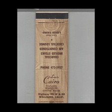 Matchbook Cover Louie Cairo Dining Room Williams, CA