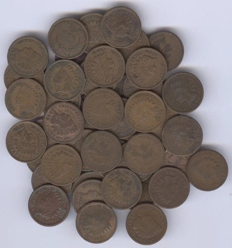 Lot of 50 - Indian Head Pennies + 1864 - 1909 + Mixed Lot + No Reserve!