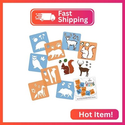 NAKLEO Painting Stencils for Kids, 8 Pcs Set 6x6  Forest Animals, Children Creat