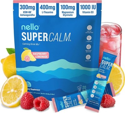 Nello Lemon Supercalm Powdered Drink Mix Cortisol Reducer Sleep Aid Supplement