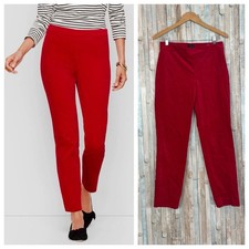 Talbots 4 Red Velveteen Chatham Slim Ankle Pants Velvet Retro Trouser Career
