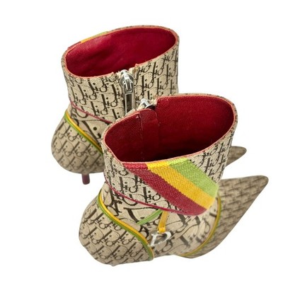Christian Dior Vintage Trotter Monogram Short Boots Heels