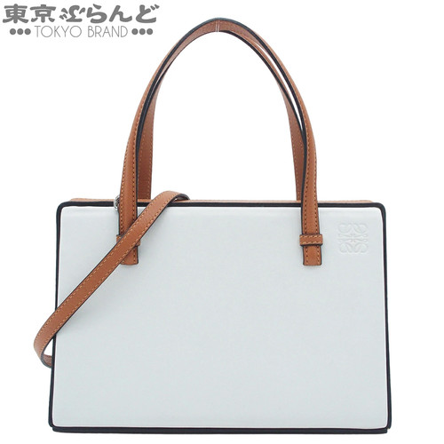 5 10.3 10.11 Used LOEWE Postal Women's Calf 2WAY Shoulder Bag Handbag Light Blue