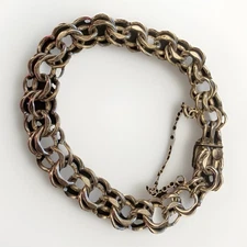 Vtg Sterling Silver Elco Starter Charm Bracelet Dbl Curb Link 7” Heart Clasp 27g