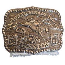 1986 NFR Kids Belt Buckle Hesston NOS National Finals Rodeo Cowboy Vintage Bronc