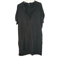 Banana Republic Popover Shift Shirt Mini Dress Sz 6 Black