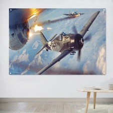 Fw 190A-8 Fighter Jet Flag Bandera Lienzo Pintura Póster para Habitación Hombre Cueva Pared