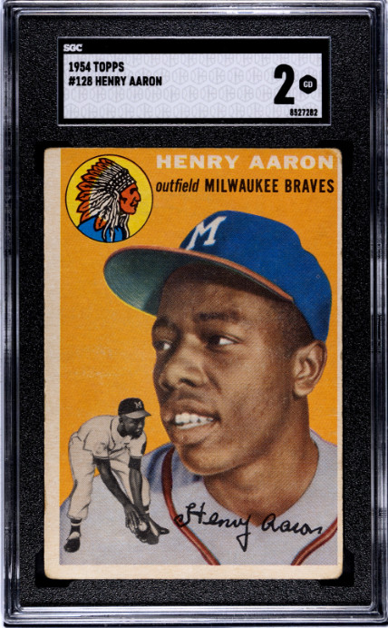 1954 Topps #128 Henry Hank Aaron RC Rookie SGC 2 Nice Color