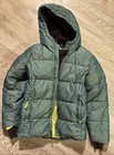 Youth Green Puffer Jacket Size Large 12/14 Hooded Full Zip Fleece Lined Winter