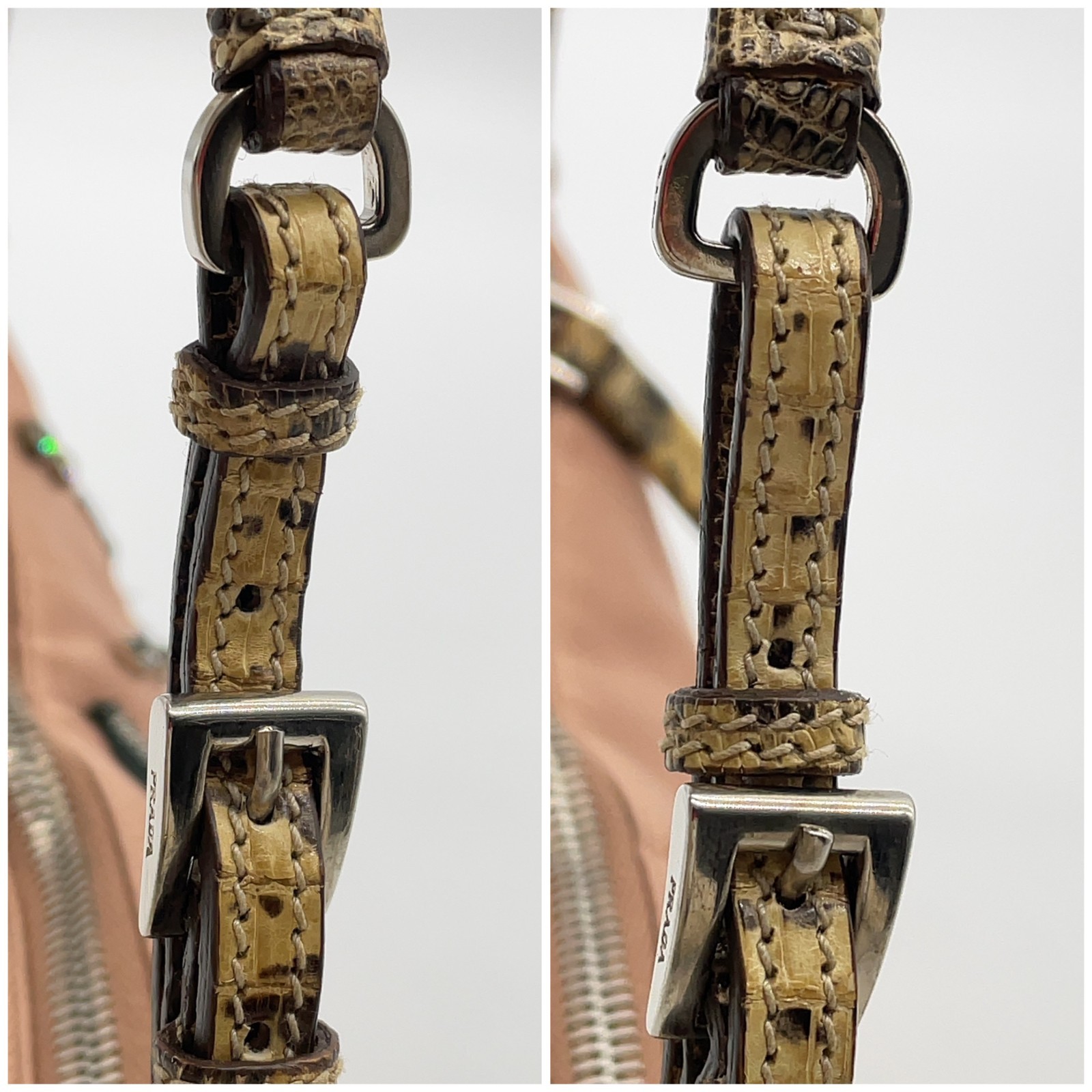 Auth Prada Flora Patch Satin Python Print Pink Mi… - image 10