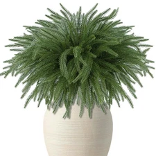 18"Norfolk Pine Stems Christmas Decor- 12 Pack Real Touch Artificial Branches