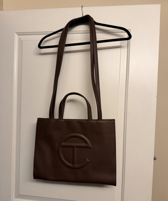 Telfar Brown Logo Tote Bag Cross-Body Strap Double Handles w/ Dust Bag