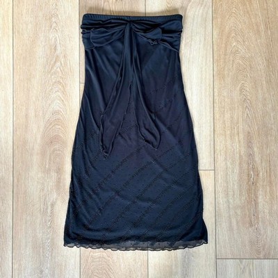 VTG 90s Y2K Whimsigoth Misdemeanor Black Strapless Dress Women's Medium
