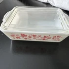 Pyrex 1950's-60's Pink Gooseberry 0503 1 1/2qt Refridgerator Bake Dish W/Lid